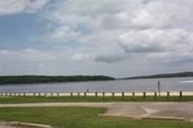 Park in Durham with view of a lake.